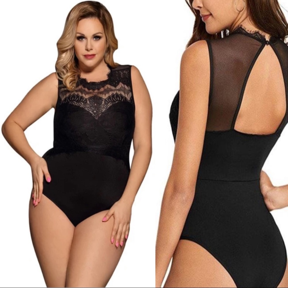 Black Lace High Neck Bodysuit